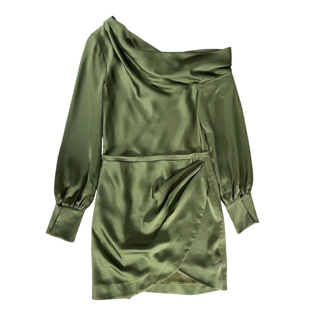 SIMKHAI Cameron One Shoulder Mini Dress In Nori 4 - Picture 2 of 11
